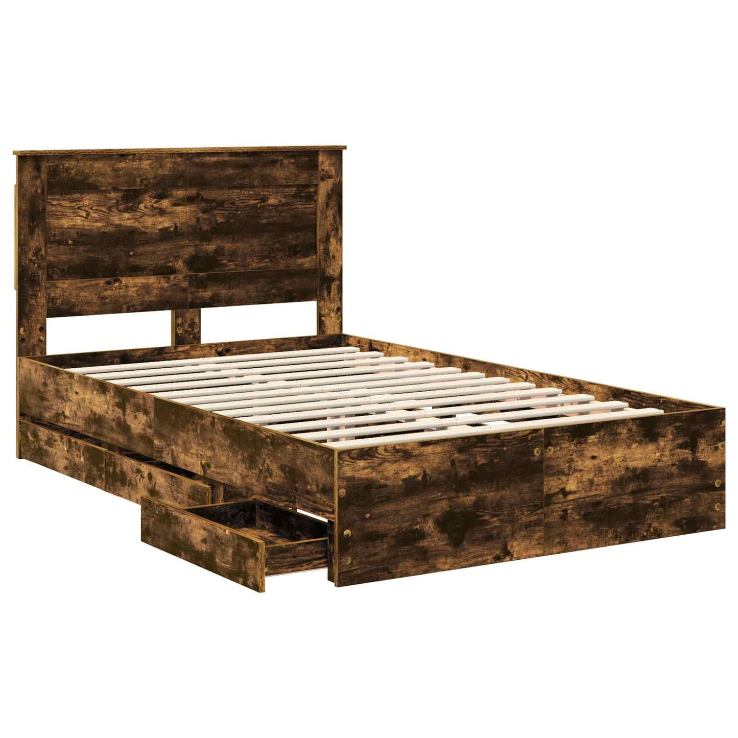 Bed Frame with Drawer Smoked Oak 120 x 190 cm Engineer Wood