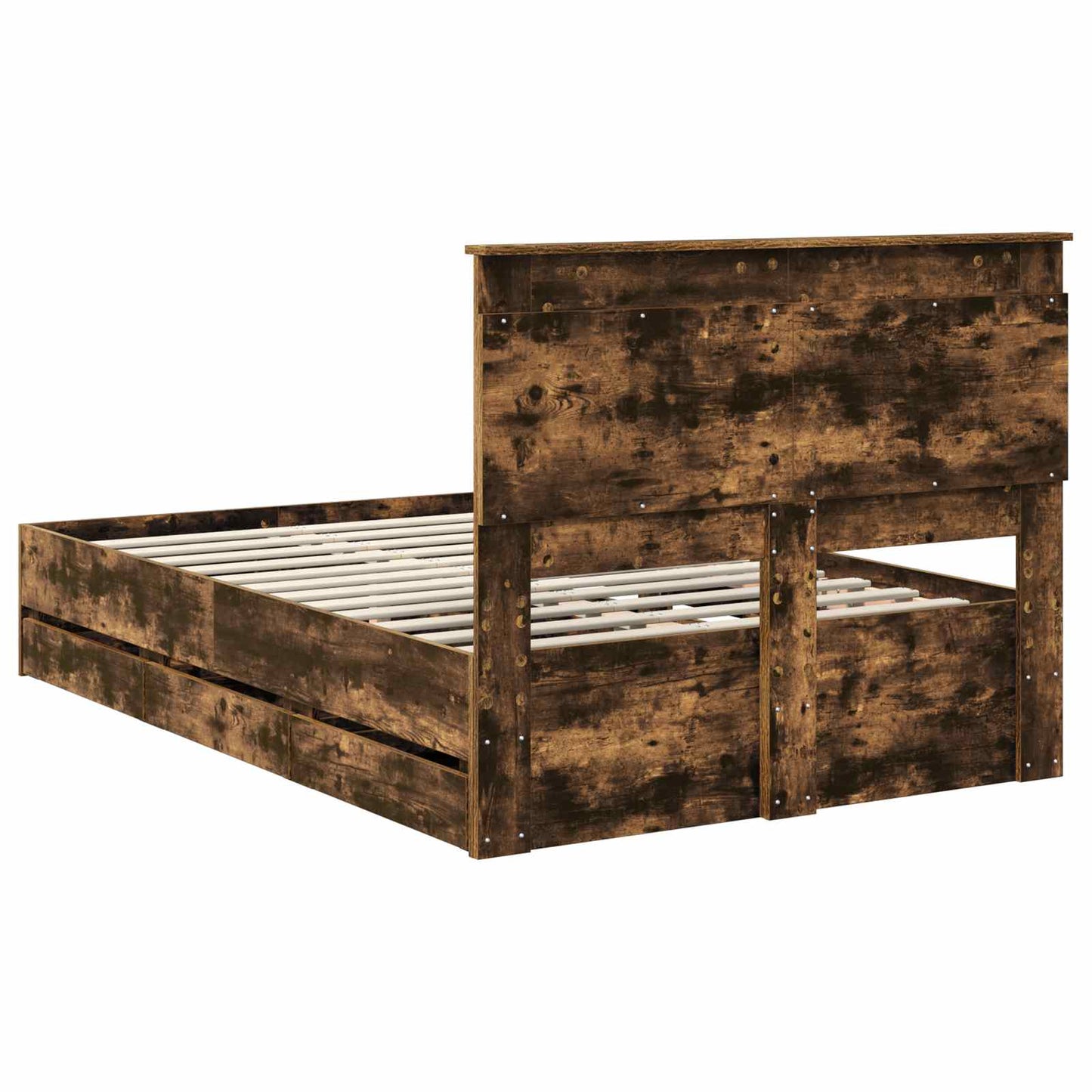 Bed Frame with Drawer Smoked Oak 120 x 190 cm Engineer Wood