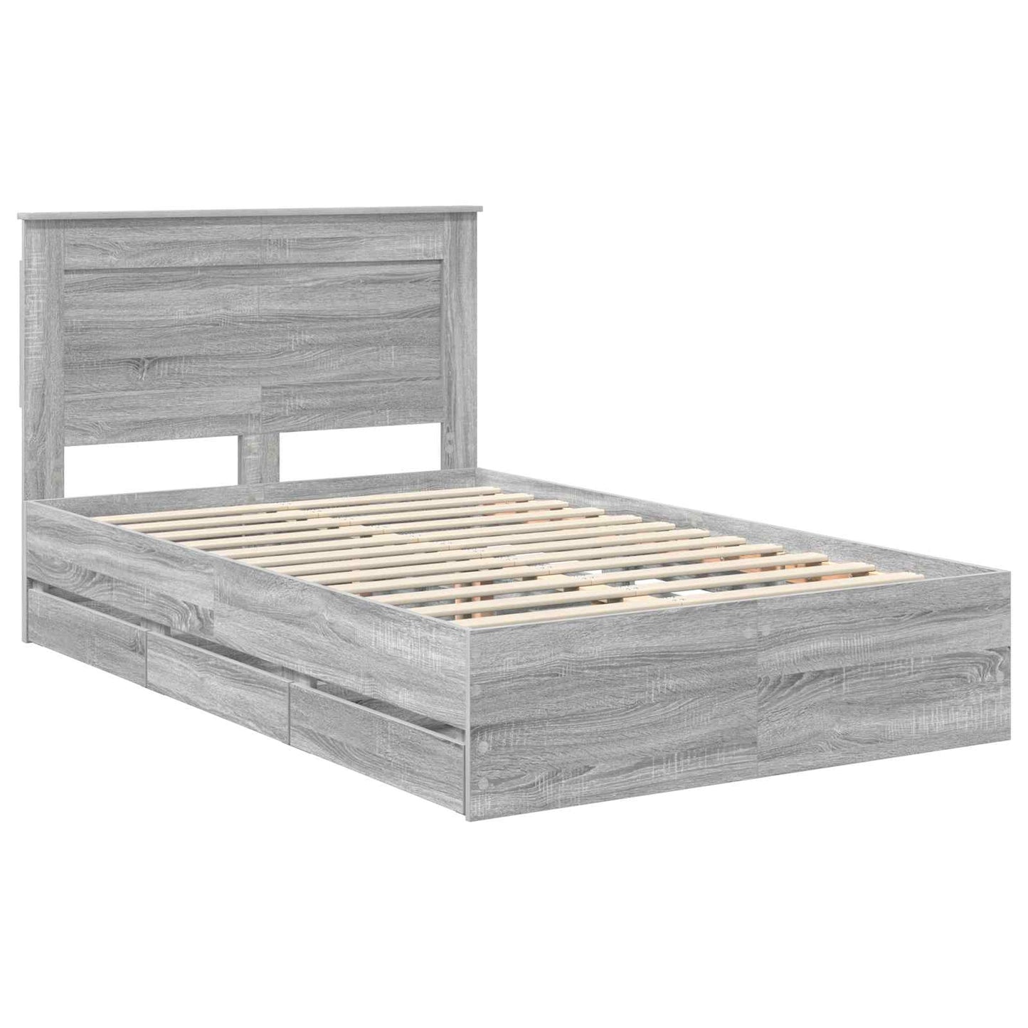 Bed Frame with Drawer Grey Sonoma 120 x 190 cm Engineer Wood