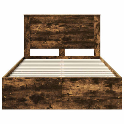 Bed Frame with Drawer Smoked Oak 120 x 200 cm Engineer Wood