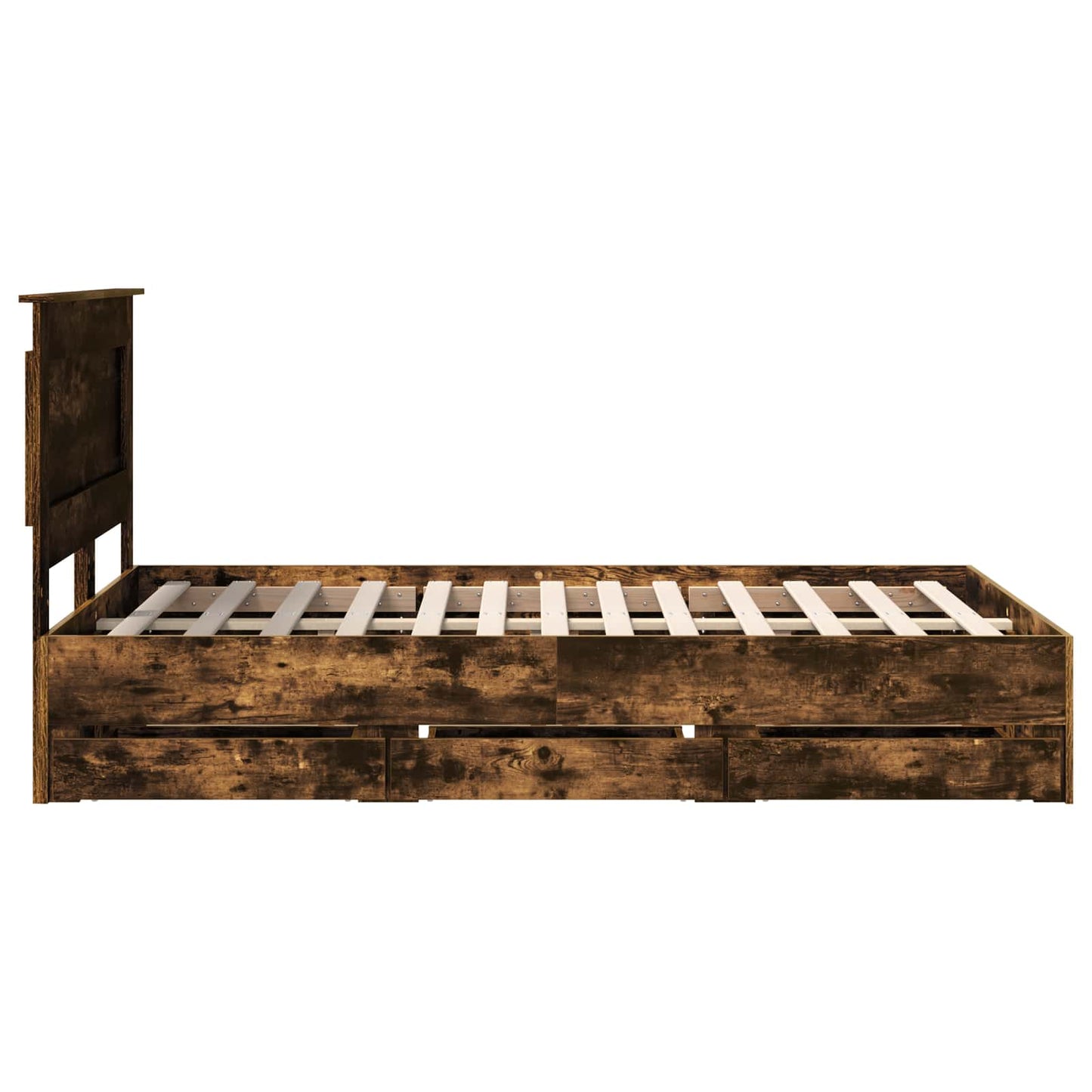 Bed Frame with Drawer Smoked Oak 120 x 200 cm Engineer Wood