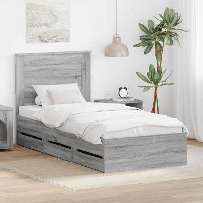 Bed Frame with Drawer Grey Sonoma 100 x 200 cm Engineer Wood