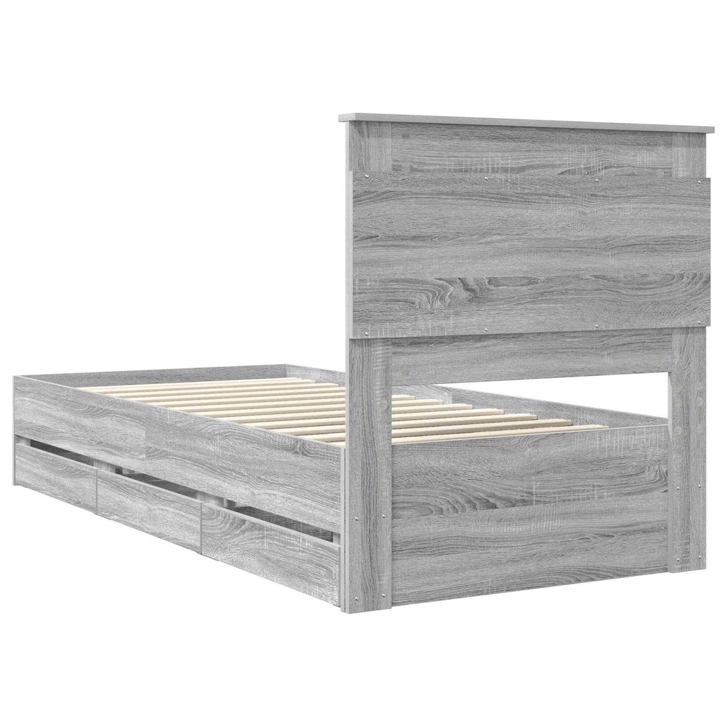 Bed Frame with Drawer Grey Sonoma 100 x 200 cm Engineer Wood