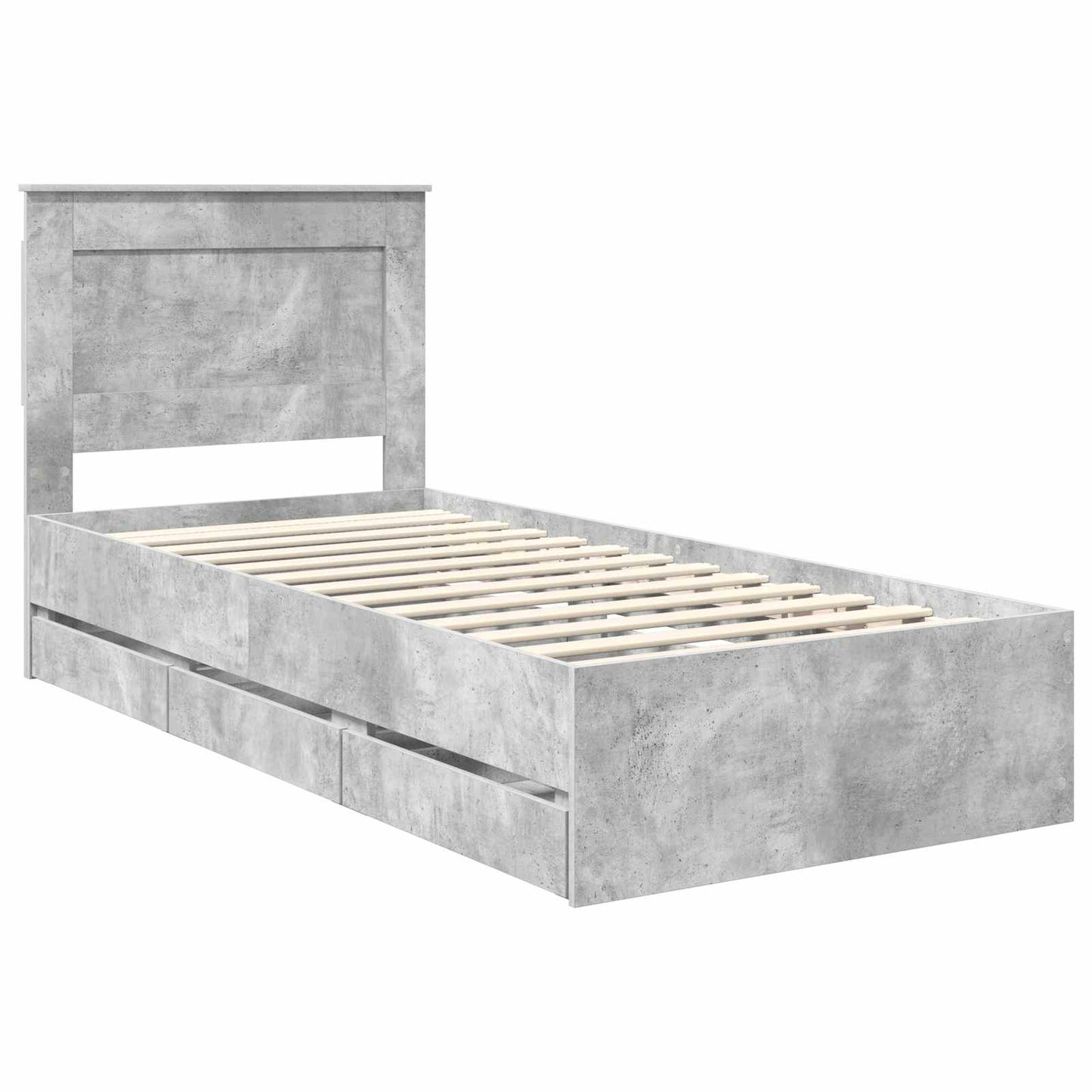 Bed Frame with Drawer Concrete Grey 90 x 190 cm Engineer Wood
