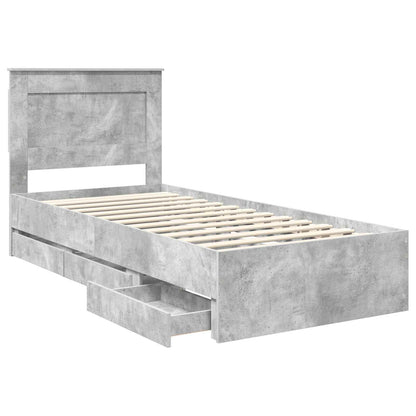 Bed Frame with Drawer Concrete Grey 90 x 200 cm Engineer Wood