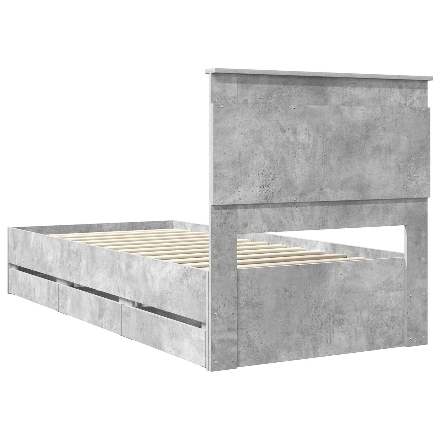 Bed Frame with Drawer Concrete Grey 90 x 200 cm Engineer Wood