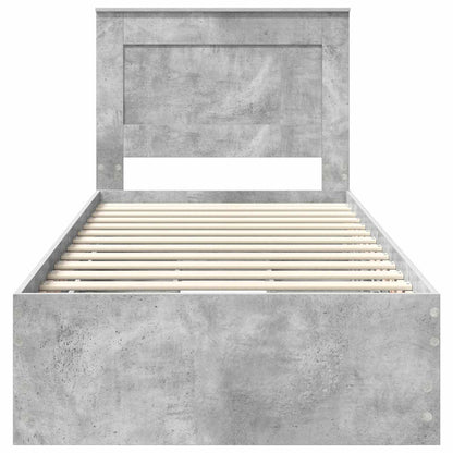 Bed Frame with Drawer Concrete Grey 90 x 200 cm Engineer Wood