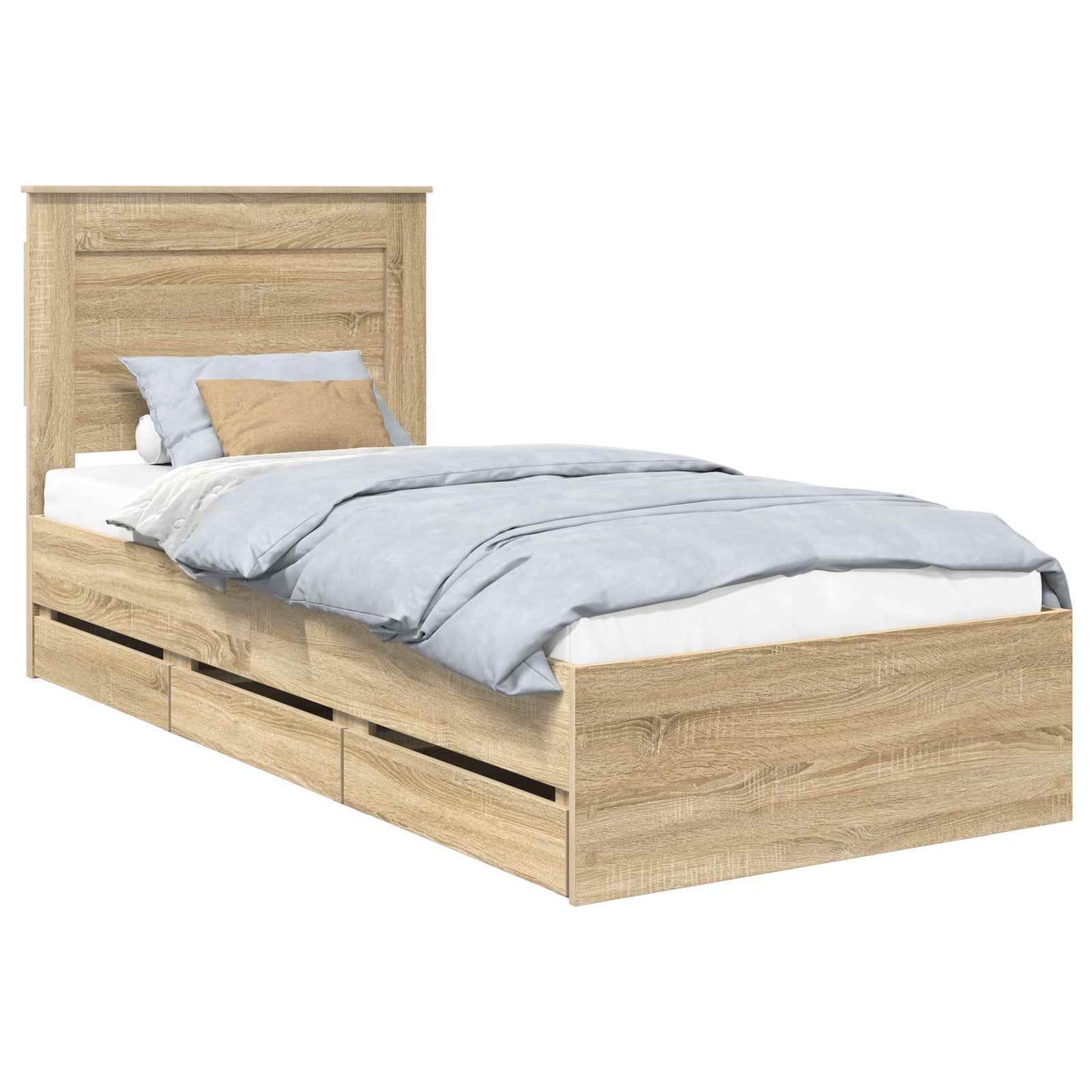 Bed Frame with Drawer Sonoma Oak 75 x 190 cm Engineer Wood