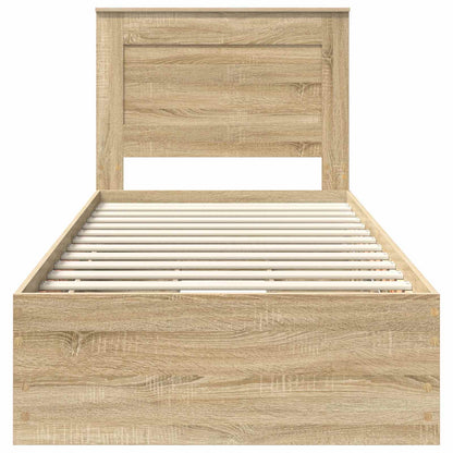 Bed Frame with Drawer Sonoma Oak 75 x 190 cm Engineer Wood