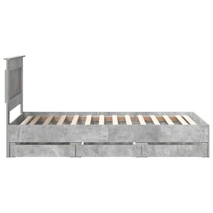 Bed Frame with Drawer Concrete Grey 75 x 190 cm Engineer Wood