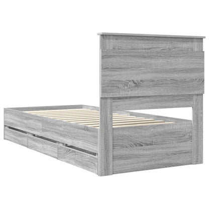 Bed Frame with Drawer Grey Sonoma 75 x 190 cm Engineer Wood