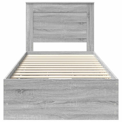 Bed Frame with Drawer Grey Sonoma 75 x 190 cm Engineer Wood