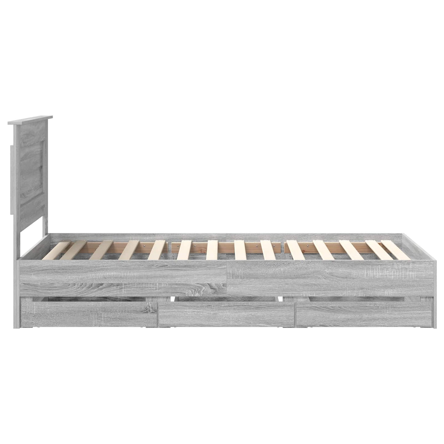 Bed Frame with Drawer Grey Sonoma 75 x 190 cm Engineer Wood