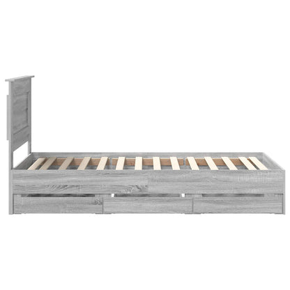 Bed Frame with Drawer Grey Sonoma 75 x 190 cm Engineer Wood