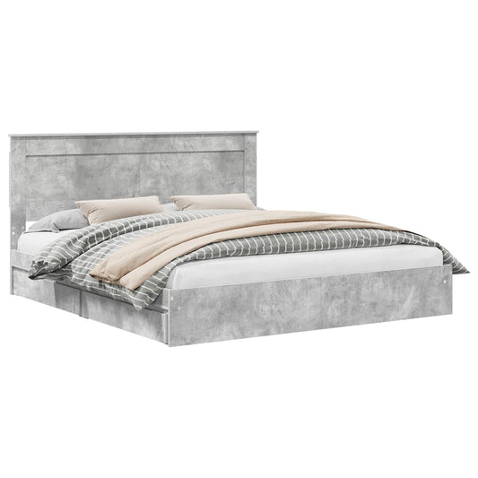 Storage Bed Concrete Grey 200 x 200 cm Engineered Wood