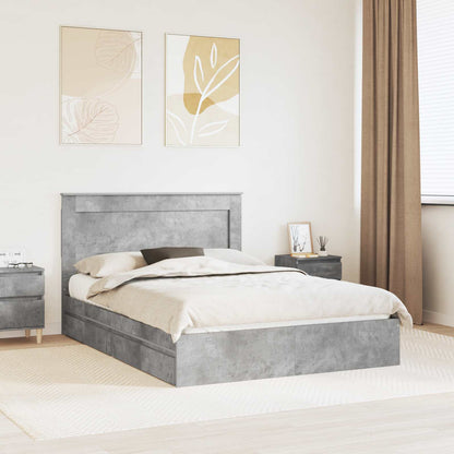 Storage Bed Concrete Grey 150 x 200 cm Engineered Wood