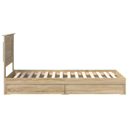 Storage Bed with Drawer Sonoma Oak 100 x 200 cm Engineered Wood
