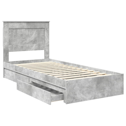 Storage Bed Concrete Grey 90 x 190 cm Engineered Wood