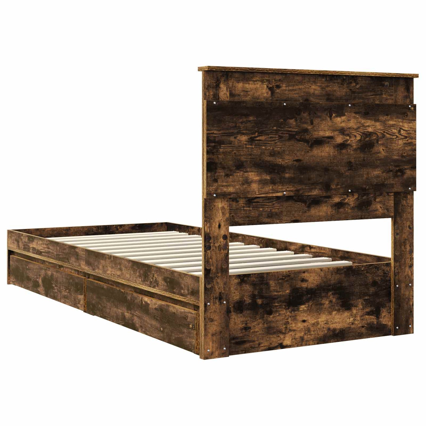 Storage Bed with Drawer Smoked Oak 90 x 190 cm Engineered Wood