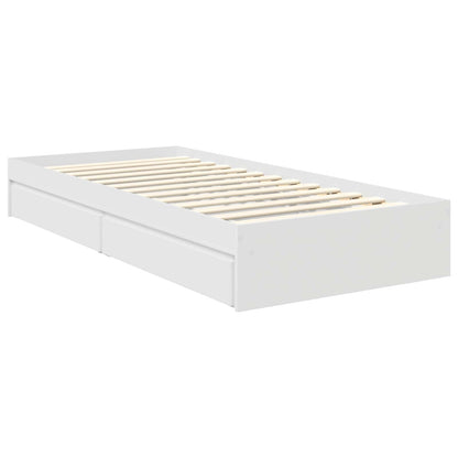 Storage Bed with Headboard White 75 x 190 cm Engineered Wood