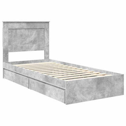 Storage Bed Concrete Grey 75 x 190 cm Engineered Wood