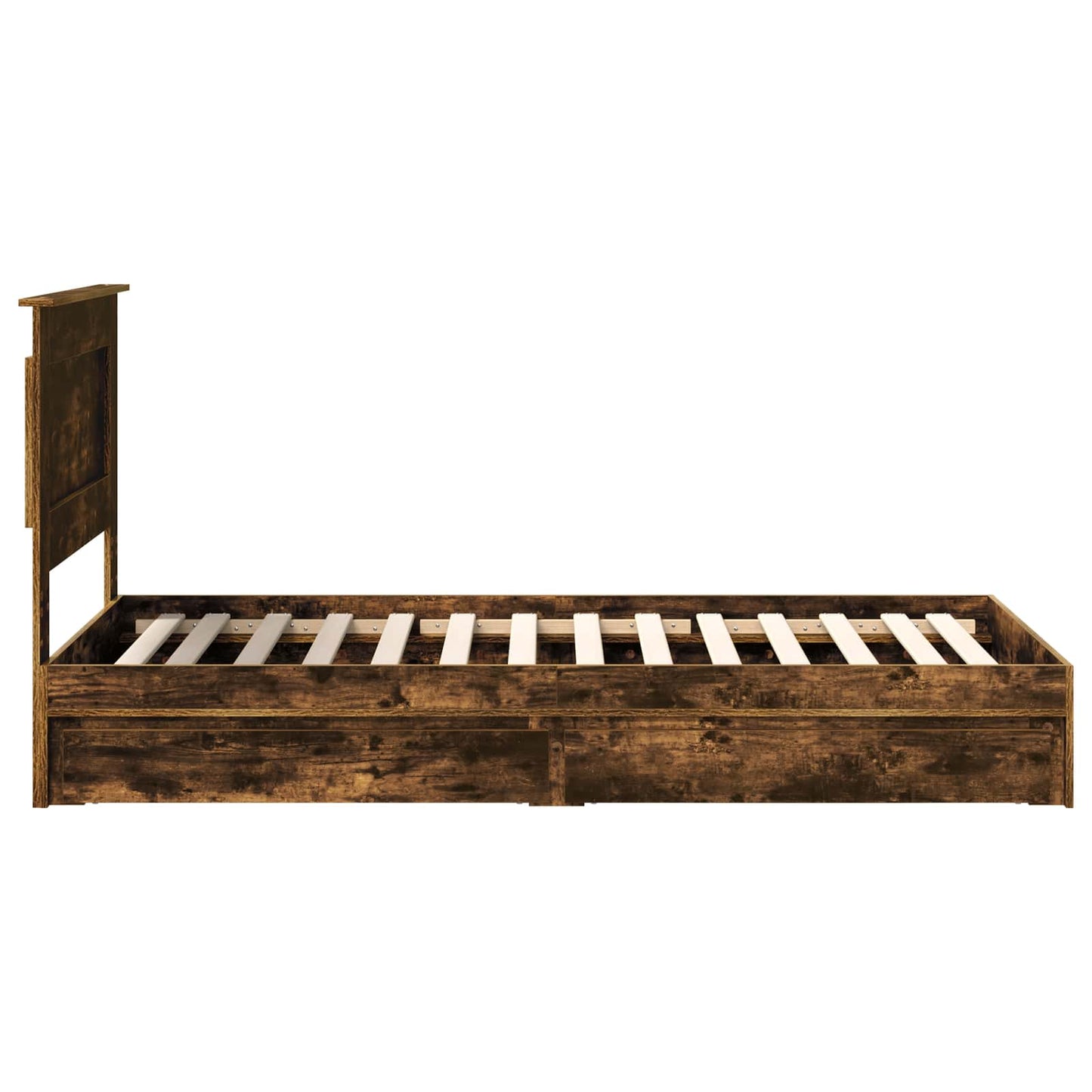 Storage Bed with Drawer Smoked Oak 75 x 190 cm Engineered Wood