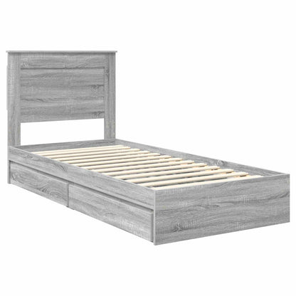 Storage Bed with Drawer Grey Sonoma 75 x 190 cm Engineered Wood