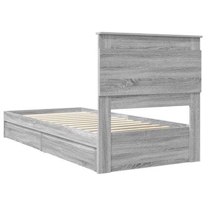 Storage Bed with Drawer Grey Sonoma 75 x 190 cm Engineered Wood
