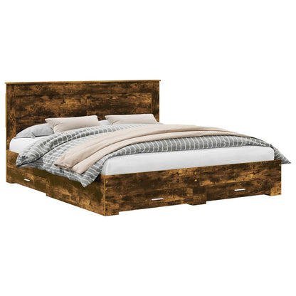Bed Frame with Drawer with Headboard Manual Engineered Wood