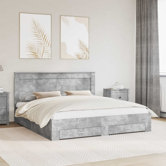 Bed Frame Concrete Grey 180 x 200 cm Engineered Wood