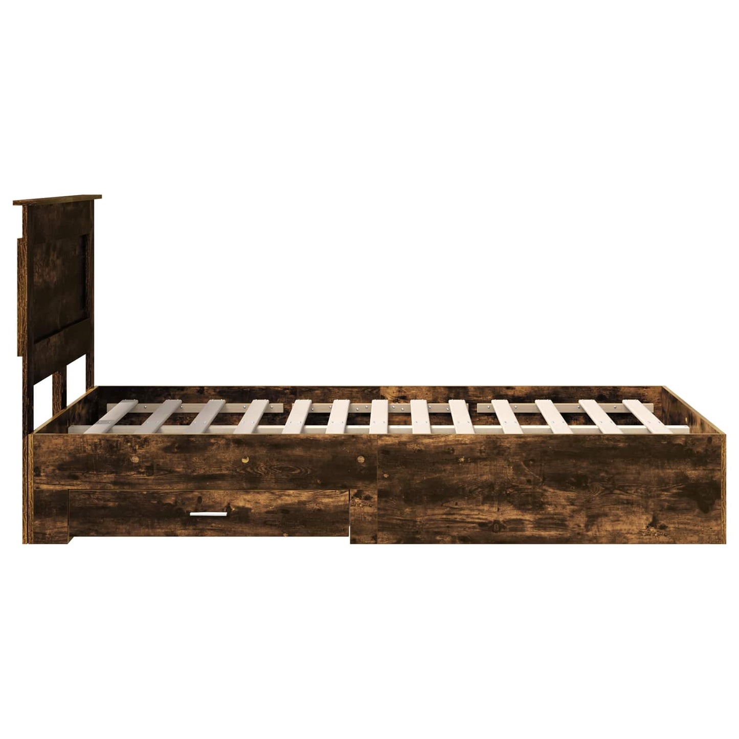 Bed Frame with Drawer Smoked Oak 135 x 190 cm Engineered Wood