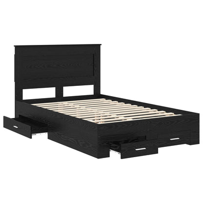 Bed Frame with Headboard Black Oak 120 x 190 cm Engineered Wood