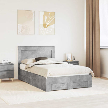 Bed Frame with Drawer with Headboard Manual Engineered Wood