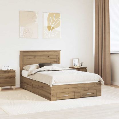 Bed Frame with Drawer Artisan Oak 120 x 190 cm Engineered Wood