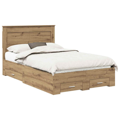 Bed Frame with Drawer Artisan Oak 120 x 190 cm Engineered Wood