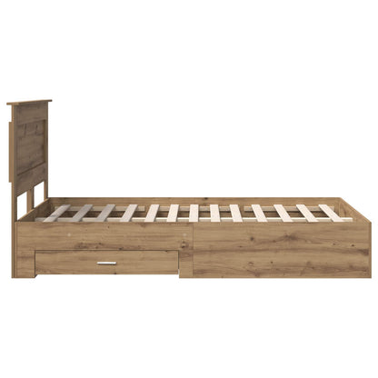 Bed Frame with Drawer Artisan Oak 120 x 190 cm Engineered Wood