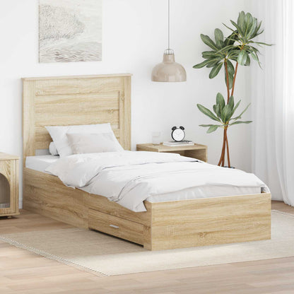 Bed Frame with Drawer Sonoma Oak 100 x 200 cm Engineered Wood