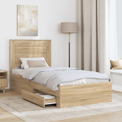 Bed Frame with Drawer Sonoma Oak 100 x 200 cm Engineered Wood