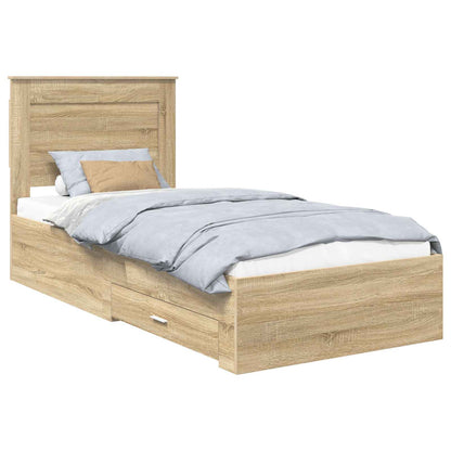 Bed Frame with Drawer Sonoma Oak 100 x 200 cm Engineered Wood