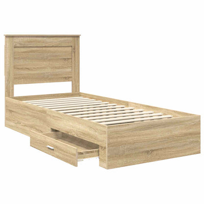 Bed Frame with Drawer Sonoma Oak 100 x 200 cm Engineered Wood