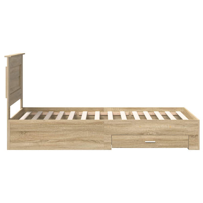 Bed Frame with Drawer Sonoma Oak 100 x 200 cm Engineered Wood