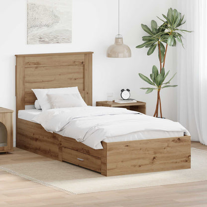 Bed Frame with Drawer Artisan Oak 100 x 200 cm Engineered Wood