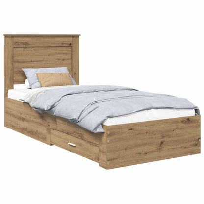 Bed Frame with Drawer Artisan Oak 100 x 200 cm Engineered Wood
