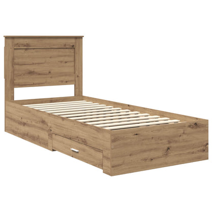 Bed Frame with Drawer Artisan Oak 100 x 200 cm Engineered Wood