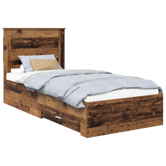 Bed Frame with Drawer Old Wood 90 x 200 cm Engineered Wood