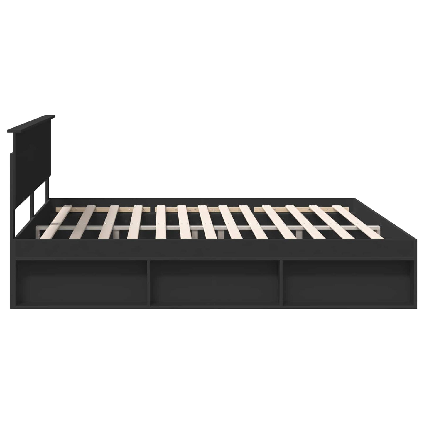 Bed Frame with Headboard Black 200 x 200 cm Solid Pine Wood