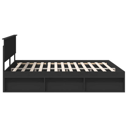 Bed Frame with Headboard Black 180 x 200 cm Solid Pine Wood