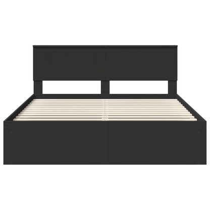 Bed Frame with Headboard Black 160 x 200 cm Solid Pine Wood