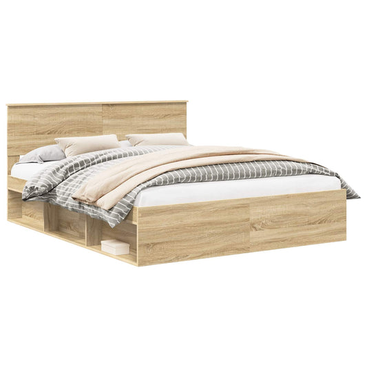 Bed Frame with Headboard Sonoma 160 x 200 cm Solid Pine Wood