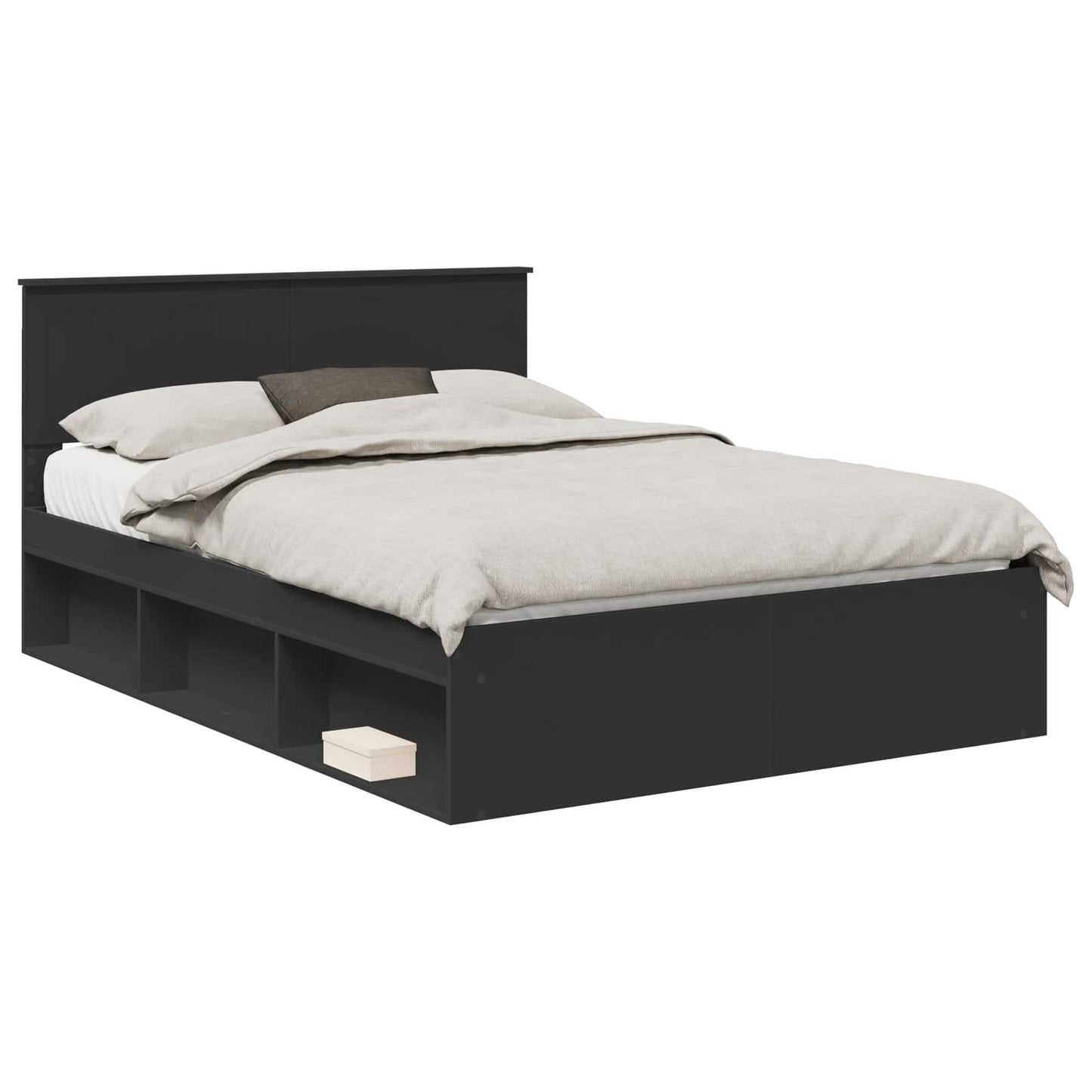 Bed Frame with Headboard Black 140 x 200 cm Solid Pine Wood